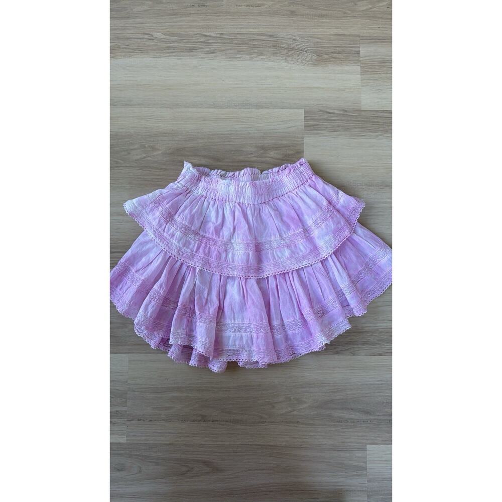LoveShackFancy Women’s Ruffle Mini Heritage Skirt Pink/White Size XS MSRP $248
